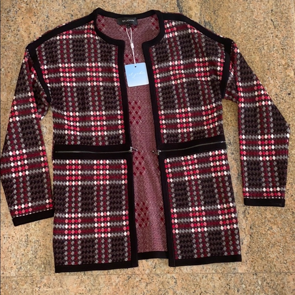 Red and black plaid St John Coat